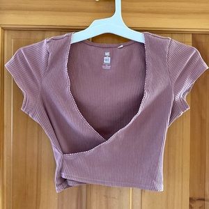 Pacsun Pink Cropped Cross Over Tee